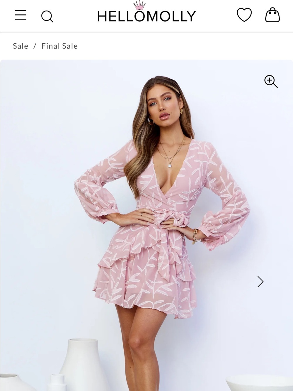 Hello Molly Women's Blush Pink Floral Wrap Dress
